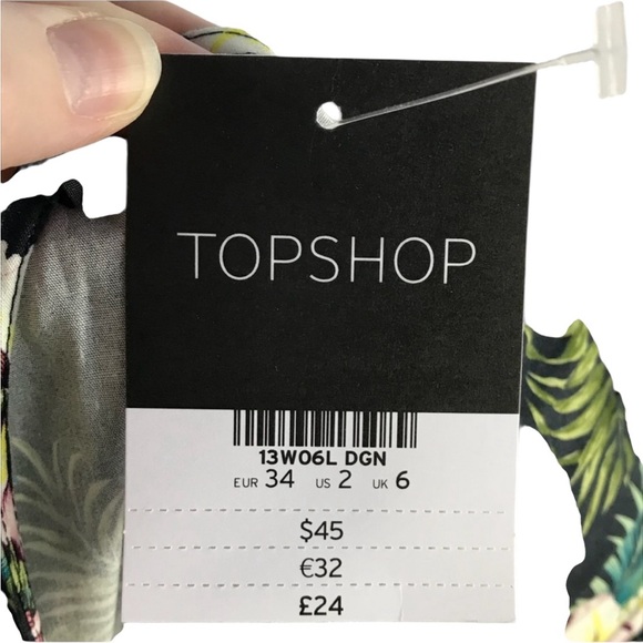 NWT Topshop tropical off-the-shoulder top 2 - Picture 6 of 8